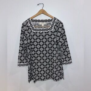 Magnolia Grace Mariana 3/4 sleeve black and white shirt size medium